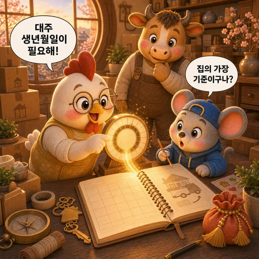 대주 생년월일이 필요해! 집의 가장 기준이구나?