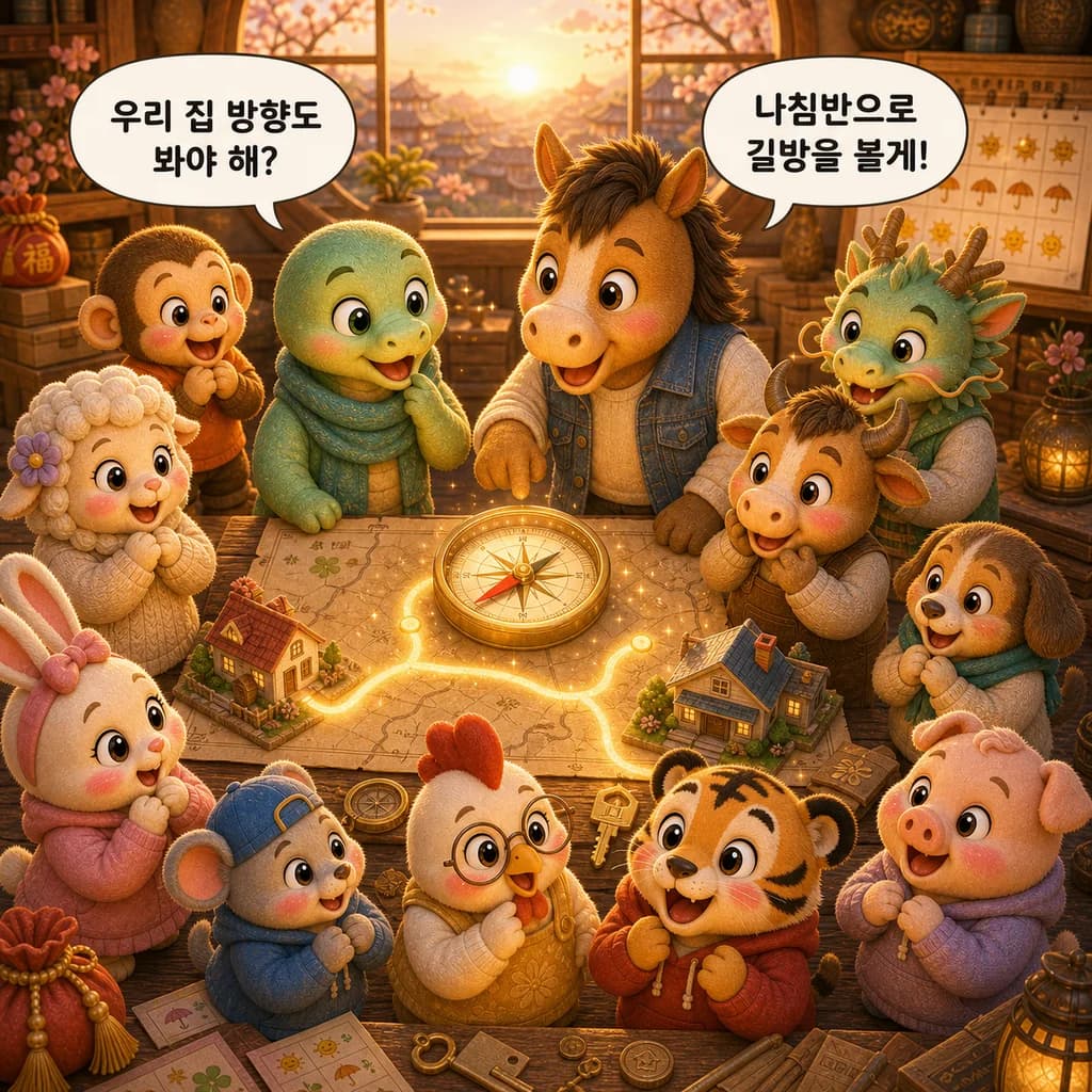 우리 집 방향도 봐야 해? 나침반으로 길방을 볼게!